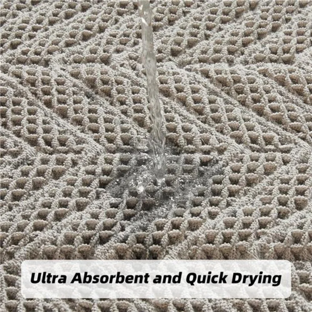 Bath Rugs,Upgraded Waffle Bath Mat,Super Absorbent Boho Bath Rug Non Slip Bath